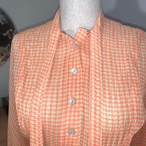 1950s Peach Houndstooth Dress - Picture 4 of 8